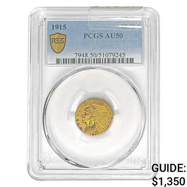 1915 $2.50 Gold Quarter Eagle PCGS AU50