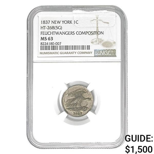 1837 New York 1C Feuchtwangers Comp. NGC MS63