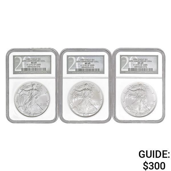 [3]2002-2004 Silver Eagle NGC MS69 20th Anniv. Coll.
