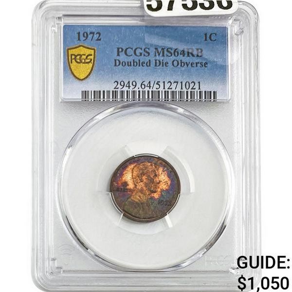 1972 1C Doubled Die Obverse PCGS MS64RB