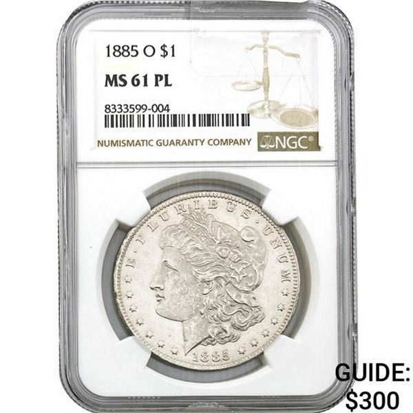 1885-O Morgan Silver Dollar NGC MS61 PL
