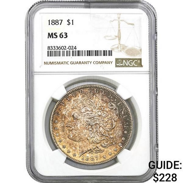 1887 Morgan Silver Dollar NGC MS63