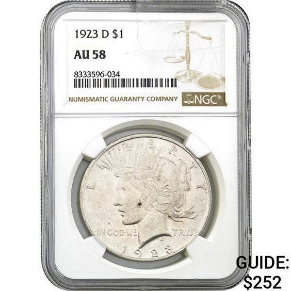 1923-D Peace Dollar NGC AU58