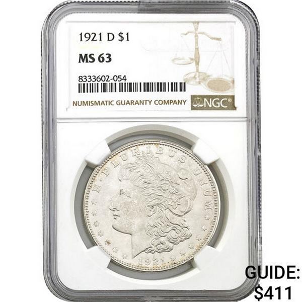 1921-D Morgan Silver Dollar NGC MS63