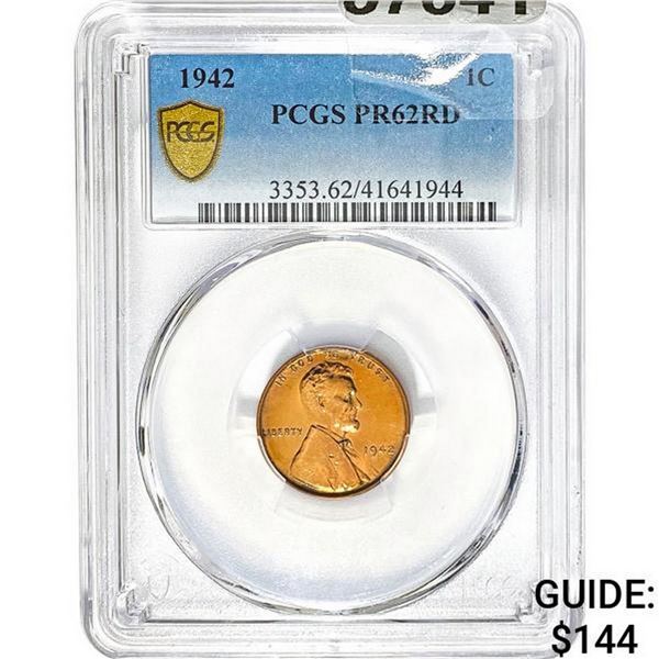 1942 Lincoln Cent PCGS PR62RD