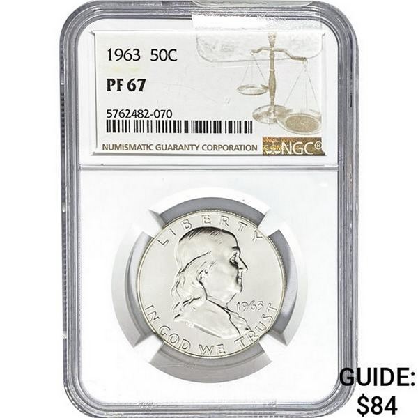 1963 50C Franklin Half Dollar NGC PF67