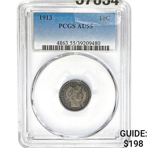 1913 Barber Dime PCGS AU55