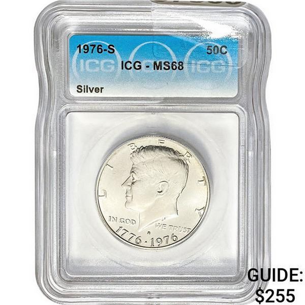 1976-S Silver Kennedy Half Dollar ICG MS68