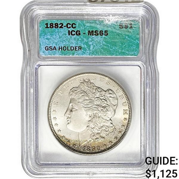 1882-CC Morgan Silver Dollar ICG MS65
