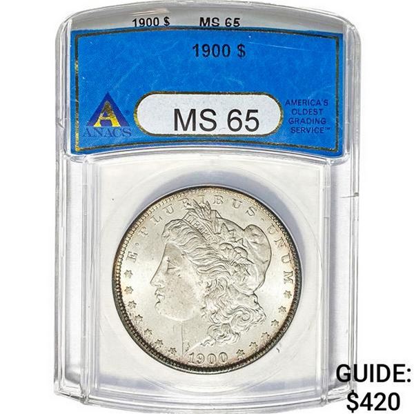 1900 Morgan Silver Dollar ANACS MS65