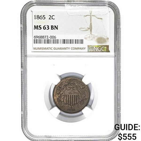 1865 2C NGC MS63 BN
