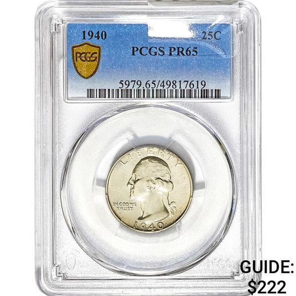 1940 25C Washington Quarter PCGS PR65