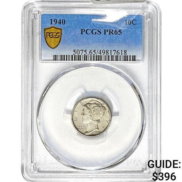 1940 Mercury Dime PCGS PR65