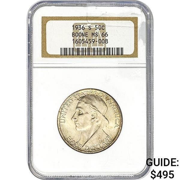 1936-S Boone Half Dollar GSA MS66