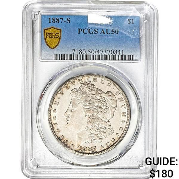 1887-S Morgan Silver Dollar PCGS AU50