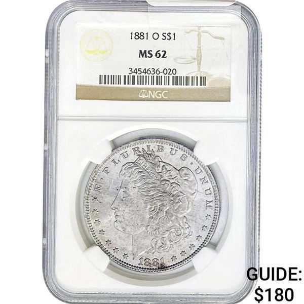 1881-O Morgan Silver Dollar NGC MS62