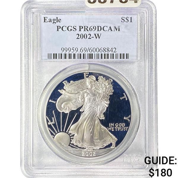 2002-W American Silver Eagle PCGS PR69DC