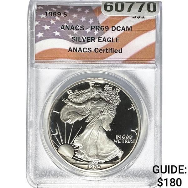 1989-S Silver Eagle ANACS PR69 DCAM