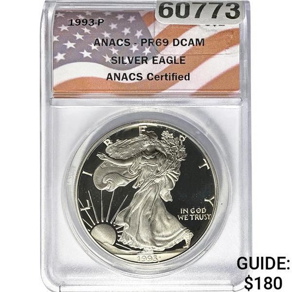 1993-P Silver Eagle ANACS PR69 DCAM