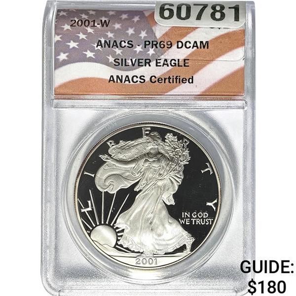 2001-W Silver Eagle ANACS PR69 DCAM