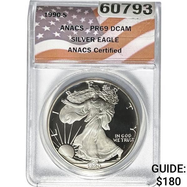 1990-S Silver Eagle ANACS PR69 DCAM