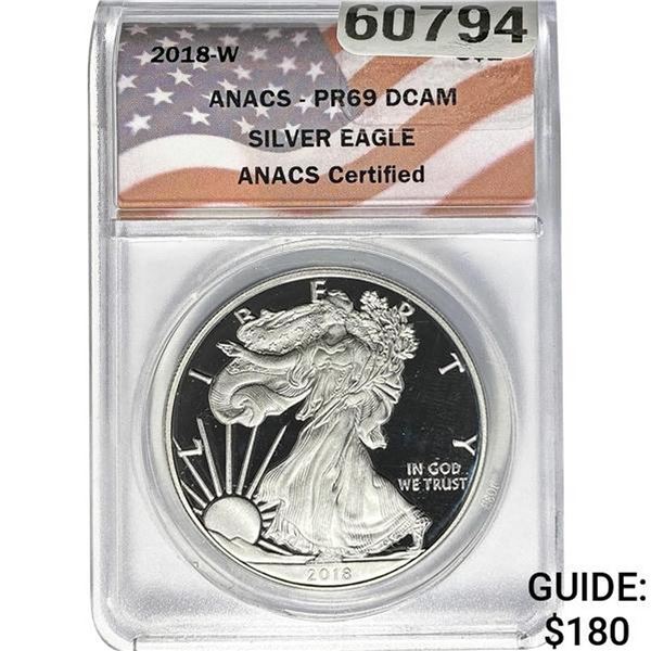 2018-W Silver Eagle ANACS PR69 DCAM