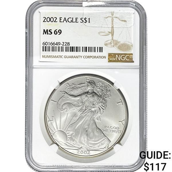 2002 American Silver Eagle NGC MS69