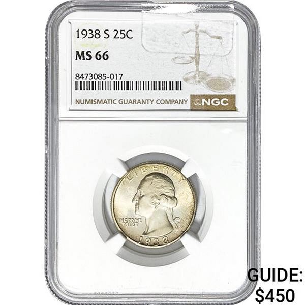 1938-S Washington Quarter NGC MS66