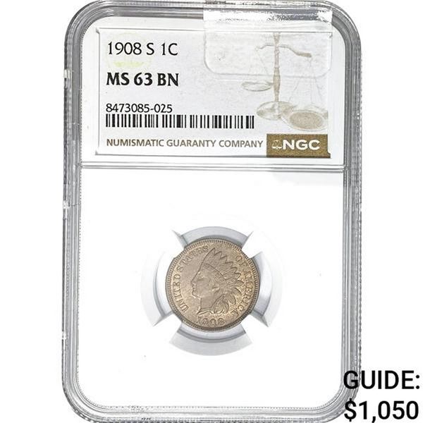 1908-S Indian Head Cent NGC MS63BN