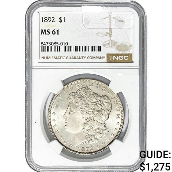 1892 Morgan Silver Dollar NGC MS61
