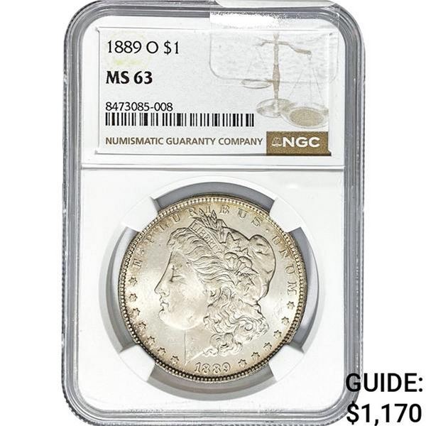 1889-O Morgan Silver Dollar NGC MS63