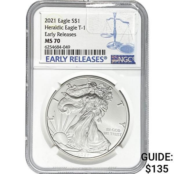 2021 $1 Silver Eagle NGC MS70 Early Rele