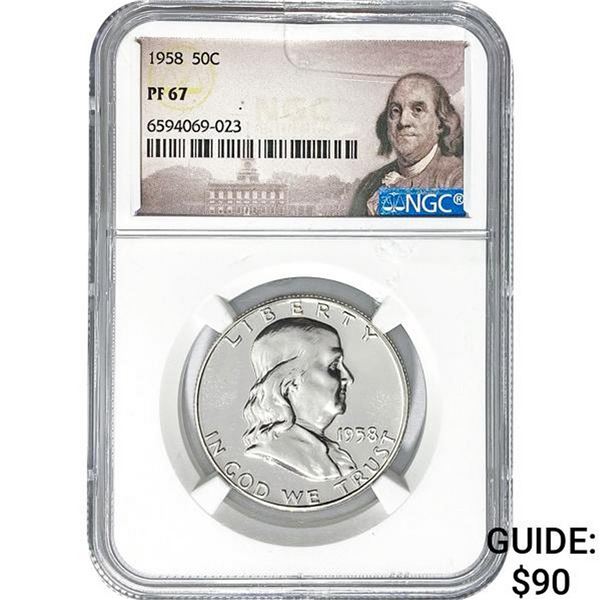 1958 Franklin Half Dollar NGC PF67