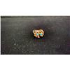 Image 1 : 14K YELLOW GOLD SIMULATED TURQUOISE LADIES DRESS RING, 4.60GR, ENGRAVED WITH 'LOVE'
