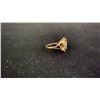 Image 2 : 14K YELLOW GOLD SIMULATED TURQUOISE LADIES DRESS RING, 4.60GR, ENGRAVED WITH 'LOVE'