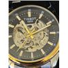 Image 2 : STUNNING AUTOMATIC TISSOT 1853 1:1 WATCH REPLICA, WITH 2 TONE BRACELET. BLACK DIAL, GOLDEN MARKERS