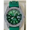 Image 1 : ROLEX SUBMARINER REPLICA WATCH. INTENSE GREEN DIALS, DIAMOND BEZEL. GREEN OYSTER-FLEX STRAP