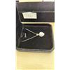 Image 2 : NEW 925S 2.0CT HEART CUT SIMULATED DIAMOND (CZ) HALO NECKLACE, ADJUSTABLE 16" - 18" LONG, MOUNTED