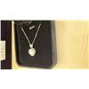 Image 3 : NEW 925S 2.0CT HEART CUT SIMULATED DIAMOND (CZ) HALO NECKLACE, ADJUSTABLE 16" - 18" LONG, MOUNTED