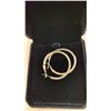 Image 1 : NEW 14K GOLD PLATED 32.0MM SIMULATED DIAMOND (CZ) HOOP EARRINGS