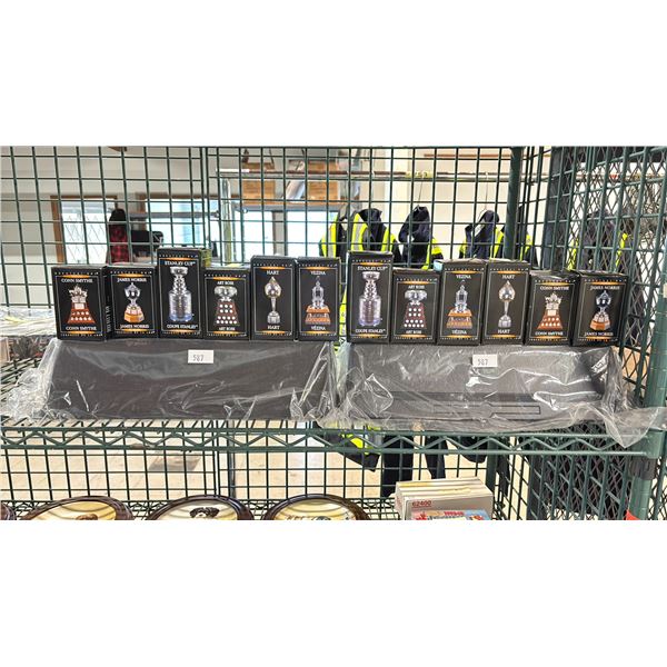 2 MCDONALDS HOCKEY TROPHY SETS (12 TROPHIES TOTAL) WITH 2 DISPLAY STANDS