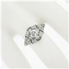 Image 4 : Antique Platinum 1.08 ctw GIA European Diamond Solitaire Sapphire Engagement Rin