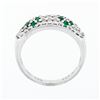 Image 8 : Fancy 18K White Gold 0.68 ctw Emerald Diamond Dome Bombe Flower Cluster Band Rin
