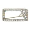 Image 4 : Antique Art Deco Platinum Old Cut Diamond w/ Emeralds Open Geometric Brooch Pin