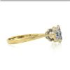 Image 5 : Vintage British 9k Gold Round White & Blue Cubic Zirconia 3 Flower Cluster Ring