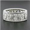 Image 5 : Platinum 4 ctw Straight Baguette & Round High Quality Diamond Eternity Band Ring