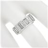 Image 6 : Platinum 4 ctw Straight Baguette & Round High Quality Diamond Eternity Band Ring