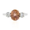 Image 5 : Platinum & 14K Gold AGL Ceylon Orange Sapphire & Diamond 3 Stone Engagement Ring