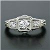 Image 2 : Antique Art Deco 18k Gold.70 ctw 3 Stone European Diamond Filigree Engraved Ring