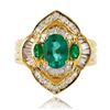 Image 1 : 1.02 ctw Emerald and 0.57 ctw Diamond 18K Yellow Gold Ring